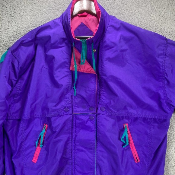 Cabin Creek Jacket Womens Large Purple Nylon Retro Colorblock 90s NO Liner - Picture 7 of 16